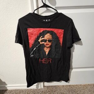 H.E.R. Graphic T-Shirt Medium Black Pop Music Singer Band Tee Mens